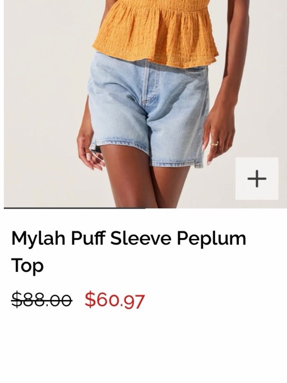 Astr Textured Mustard Puff Sleeve Peplum Blouse- tag fell off. New - Picture 5 of 6